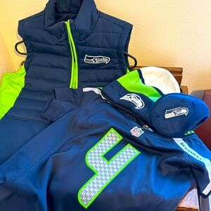 Seahawks Bundle! Jersey, vest, hat and earmuffs